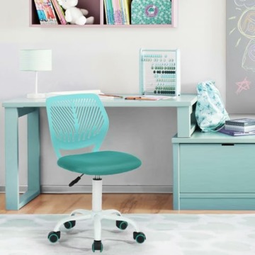 FurnitureR Moderne Einstellbare Design Computer Sitz Schreibtisch Drehbare Armlose Kinder Lernraum Home Office Task Stuhl, Türkis, ‎Plastic, Turquoise, 38.5CM x40CM x75-87CM - 1