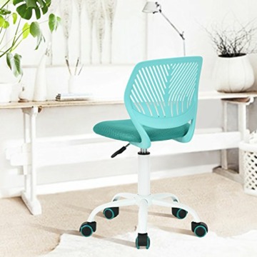 FurnitureR Moderne Einstellbare Design Computer Sitz Schreibtisch Drehbare Armlose Kinder Lernraum Home Office Task Stuhl, Türkis, ‎Plastic, Turquoise, 38.5CM x40CM x75-87CM - 5