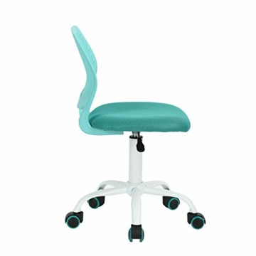 FurnitureR Moderne Einstellbare Design Computer Sitz Schreibtisch Drehbare Armlose Kinder Lernraum Home Office Task Stuhl, Türkis, ‎Plastic, Turquoise, 38.5CM x40CM x75-87CM - 7