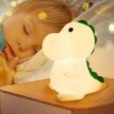 Glovios LED Nachtlicht Baby,Dinosaurier Silikon Nachtlicht Kinder USB-Aufladung, Nachttischlampe Babyzimmer mit Tap Control,Silikon Kinderzimmer Lampe,Dino Stilllicht Dimmbar (Dinosaurier) - 1