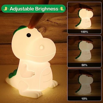 Glovios LED Nachtlicht Baby,Dinosaurier Silikon Nachtlicht Kinder USB-Aufladung, Nachttischlampe Babyzimmer mit Tap Control,Silikon Kinderzimmer Lampe,Dino Stilllicht Dimmbar (Dinosaurier) - 6