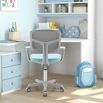 GOPLUS Schreibtischstuhl Kinder, Höhenverstellbarer Kinderdrehstuhl, Sitzhöhe 40-54cm, Kinder Bürostuhl mit Rückenlehne, Armlehnen, Ergonomischer Jugenddrehstuhl für 3-10 Jahre (Blue) - 2