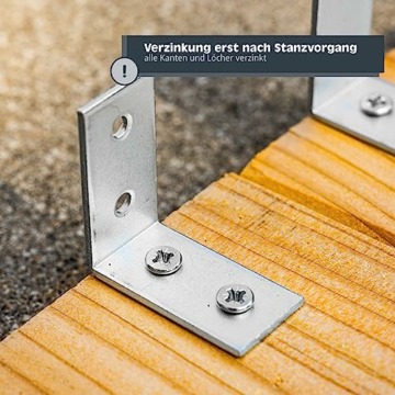 HELPMATE – 24 Stück Stuhlwinkel 100x100x20 mm – Winkelverbinder galvanisch verzinkt & blau passiviert – Möbelwinkel mit hervorragendem Korrosionsschutz, stabil & langlebig – einfache Montage - 3