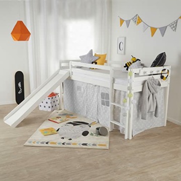 Homestyle4u 1434, Hochbett mit Rutsche Leiter Weiß, Kinderbett 90x200 Spielbett für Kinder 90 x 200 Massivholz Kiefer - 2