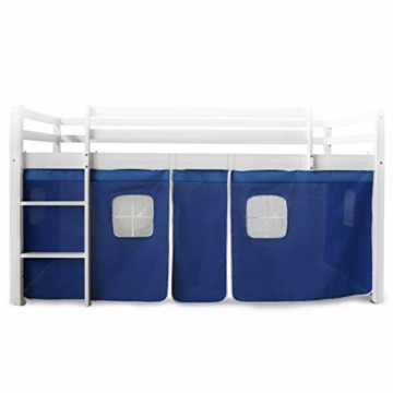 Homestyle4u 1518, Bettumrandung Bettvorhang für Hochbett, Vorhang Stoff Baumwolle, Blau - 2