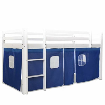 Homestyle4u 1518, Bettumrandung Bettvorhang für Hochbett, Vorhang Stoff Baumwolle, Blau - 1