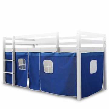 Homestyle4u 1518, Bettumrandung Bettvorhang für Hochbett, Vorhang Stoff Baumwolle, Blau - 6