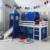 Homestyle4u 1576, Kinderbett 90x200 Weiß Blau Hochbett mit Rutsche Treppe Turm Tunnel Vorhang Bettgestell Holz Kiefer - 2