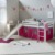 Homestyle4u 540, Kinderbett 90x200 cm Weiß Kinder Hochbett mit Rutsche Vorhang Pink Bettgestell Holz Kiefer Kinderzimmer - 2