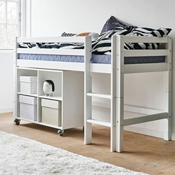 Hoppekids ECO Dream Halbhochbett - FSC-zertifiziertes Kiefernholz, TÜV-Zertifiziert, Label Nordic Swan, 70x160 cm, Weiß - Perfekt für kleine Schlafzimmer und Kinder im Wachstum, konvertierbar - 2