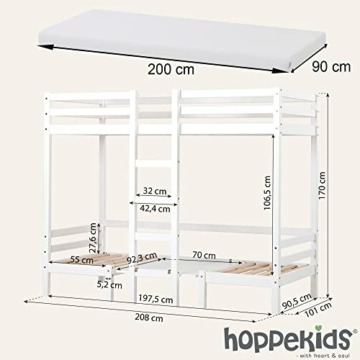 Hoppekids ECO Dream Jumbo Etagenbett mit Tischplatte, 90x200 cm, Weiß - 2