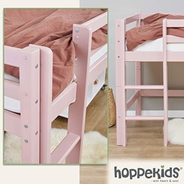 Hoppekids ECO Dream Kinder Hochbett 90x200 mit Lattenrost | Blasses Rosa Massivholz | Holz Bett für Mädchen und Jungen - 4