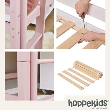 Hoppekids ECO Dream Kinder Hochbett 90x200 mit Lattenrost | Blasses Rosa Massivholz | Holz Bett für Mädchen und Jungen - 6