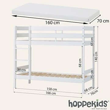 Hoppekids Etagenbett 2 Kinder 70x160 | Hochbett für 2 Kinder | Weiß - 2