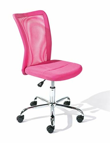 Inter Link - Kinderschreibtischstuhl - Ergonomischer Drehsessel - Höhenverstellbar - Verchromter Metallfuß- Atmungsaktiver Mesh-Gewebebezug - 360° drehbar - Pink - Bonnie - 1