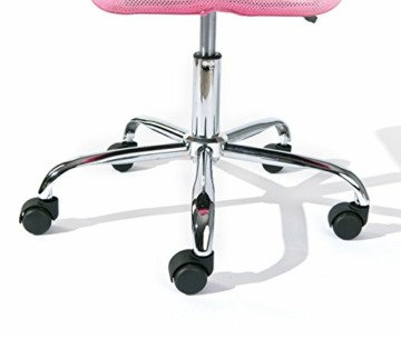 Inter Link - Kinderschreibtischstuhl - Ergonomischer Drehsessel - Höhenverstellbar - Verchromter Metallfuß- Atmungsaktiver Mesh-Gewebebezug - 360° drehbar - Pink - Bonnie - 7