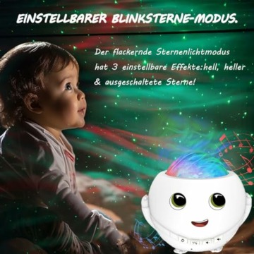 JKGIFTS Sternenhimmel Projektor Kinder - Nachtlicht Kinder Zimmer/Party deko Galaxy Nachtlicht Projektor mit Timer Fernbedienung Bluetooth/Musik Lautsprecher Geschenke für Frauen Männer Kinder - 5