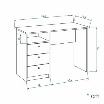 KOMTO Schreibtisch mit Schubladen - Bürotisch Computertisch Klein Arbeitstisch Büro PC-Tisch Kinderschreibtisch mit Stauraum | Moderner Schreibtisch Weiß | Oslo H 110 x 50 x 74 cm - 3