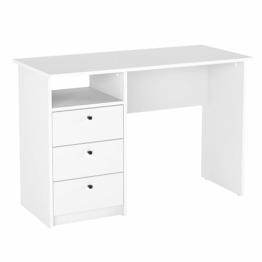 KOMTO Schreibtisch mit Schubladen - Bürotisch Computertisch Klein Arbeitstisch Büro PC-Tisch Kinderschreibtisch mit Stauraum | Moderner Schreibtisch Weiß | Oslo H 110 x 50 x 74 cm - 1