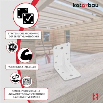 KOTARBAU® 25 Stk. Winkelverbinder mit Rippe Sicke 75x75x55 mm Lochwinkel Bauwinkel Holzverbinder Balkenwinkel Winkel Holzverbinder Metall Winkelverbinder Verzinkt Silber - 5