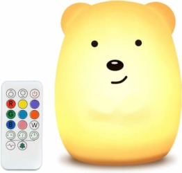 LED Nachtlicht Kinder 9 Farben Fernbedienung Nachtlampe Baby Nachtleuchte aus Silikon mit Touch tragbar für Deko Geschenk Geeignet für Schlafzimmer, Valentinstag, Weihnachten, Wohnzimmer, Kinderzimmer - 1