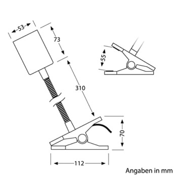 ledscom.de Klemmleuchte, Schwanenhals WAIKA, Schalter, weiß matt, 1x GU10 max. 15W, Schwanenhals, Klemme, Klemmleuchte, Klemmlampe, Schraubleuchte, Schraublampe, Tischleuchte, Tischlampe - 7