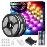 Lepro LED Strip 10M(2x5M) RGB Set, 5050 SMD 300 LEDs Streifen, 12V, LED Band Selbstklebend, Flexibel Lichtband, Lichterkette IP20, LED Leiste Kette Dimmbar, Netzteil und Controller enthalten - 1