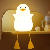 Lightzz Nachtlicht für Kinder, süße Enten-Nachttischlampe aus Silikon für Kinderzimmer, ABS SIL, Touch-Steuerung, tragbar und wiederaufladbar, dimmbar, Geburtstags-Weihnachtsgeschenke für Jungen und M - 1