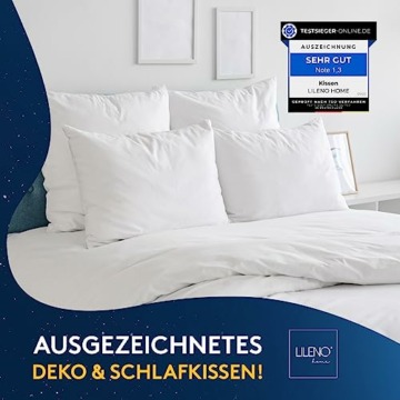 LILENO HOME Bettdecke 135x200 Set mit Kissen - Ganzjahre Bettdecke 135x200 mit Kopfkissen 80x80 cm als Set - Decke und Kissen mit antibakterieller Ausrüstung u. Kochfest bis 95° C - 7