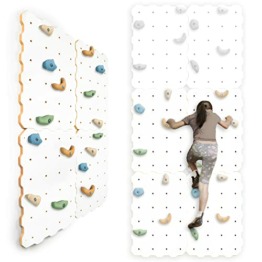 MAMOI® Kletterwand für kinderzimmer, Klettergerüst und spielgeräte Indoor, Klettern mit Klettergriffe für Kinder, Klettersteine, Kletterturm mit Griffe, Turngeräte, Montessori Weiß - 1