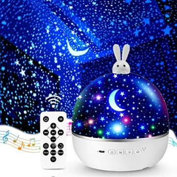 Night Light,Nachtlicht Sternenhimmel Projektor Kinder mit 15 Film,Nachtlicht Kinder Nachtlicht Baby,Spieluhr Baby Mädchen,Bluetooth Nachttischlampe Kinder Lampe Kinderzimmer Deko,Baby Geschenk Mädchen - 1