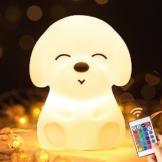 One Fire Nachtlicht Kinder, Kawaii 16 Farben Nachtlicht Baby,LED Stilllicht Dimmbar,1200mAh Akku Lampe&Timing Kinder Nachtlicht,Silikon Hund Nachttischlampe Kinder,Kawaii Nachtlampe Kinderzimmer Deko - 1