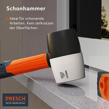 Presch Gummihammer Schwarz/Weiß 450g - Hartgummihammer mit Fiberglasstiel | ⌀=55mm - Allround-Gummihammer mit zwei Seiten für Indoor und Outdoor - Langlebiger Schonhammer - 3