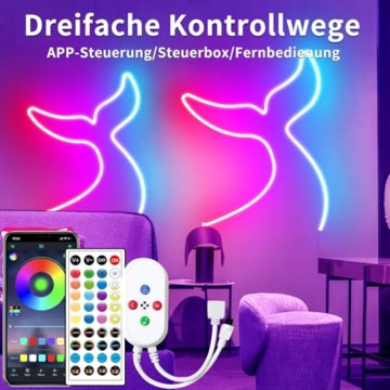 segrass 10m Neon Led strip，APP Steuerung,mit Fernbedienung, IP65 wasserdichte flexible Neon LED Streifen, 24V Rgb LED band Neon Seil Lampe, anwendbar auf Schlafzimmer, Raum und Außendekoration - 3