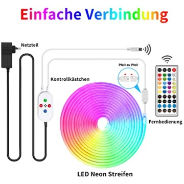 segrass 10m Neon Led strip，APP Steuerung,mit Fernbedienung, IP65 wasserdichte flexible Neon LED Streifen, 24V Rgb LED band Neon Seil Lampe, anwendbar auf Schlafzimmer, Raum und Außendekoration - 7