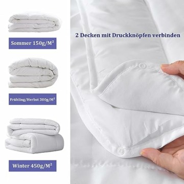 Seiwohl 4 Jahreszeiten Bettdecke 135x200 cm 2er Set, 450GSM Winterdecke mit 300GSM Ganzjahresdecke und 150GSM Sommerdecke,Warme Steppbettdecke für Winter - 3