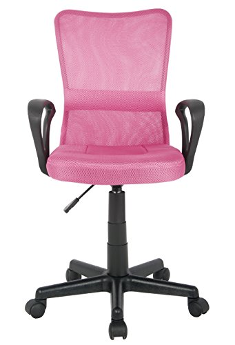 SixBros. Bürostuhl,Schreibtischstuhl, Drehstuhl für’s Büro oder Kinderzimmer, stufenlos höhenverstellbar mit Armlehnen, Schreibtischstuhl für Kinder aus Stoff, pink,H-298F-2/2109 - 3