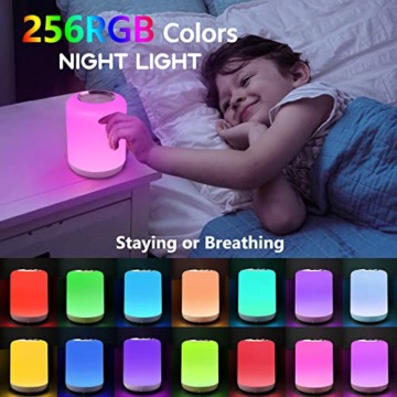 SOLIDEE Nachttischlampe Touch Dimmbar,LED Nachtlicht Baby,mit 256 RGB Warmweißes Tischlampe, Nachtlicht Batterie USB-Aufladung,1-Stunden-Timer fur Schlafzimmer/Wohnzimmer/Kinder/Erwachsene - 3