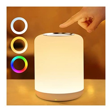 SOLIDEE Nachttischlampe Touch Dimmbar,LED Nachtlicht Baby,mit 256 RGB Warmweißes Tischlampe, Nachtlicht Batterie USB-Aufladung,1-Stunden-Timer fur Schlafzimmer/Wohnzimmer/Kinder/Erwachsene - 1