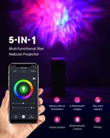 SUPPOU LED WIFI Sternenhimmel Projektor, Smart Nachtlicht 3D Galaxy Sternenprojektor Lampe Kinder Erwachsense mit RG Dimming/Stimmenkontrolle/WiFi Verbindung für Kinder Party Dekoration - 4