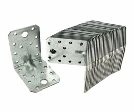 Systafex® 40x Bau-Winkel verzinkt 70x70x55mm mit CE Zulassung und Sicke Winkelverbinder Lochwinkel - 1