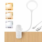 TIMAIYE Leselampe Bett, LED Touch-Dimmen Klemmlampe, 3 Farbe und 3 Helligkeit Augenschutz Bettlampe, 360°Flexibel Schwanenhals LED Klemmlampe USB Wiederaufladbar, Leselampe Kinder - 1