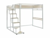 Vente-unique - Hochbett - 140 x 200 cm - Metall & MDF - Weiß - JOGUI - 1